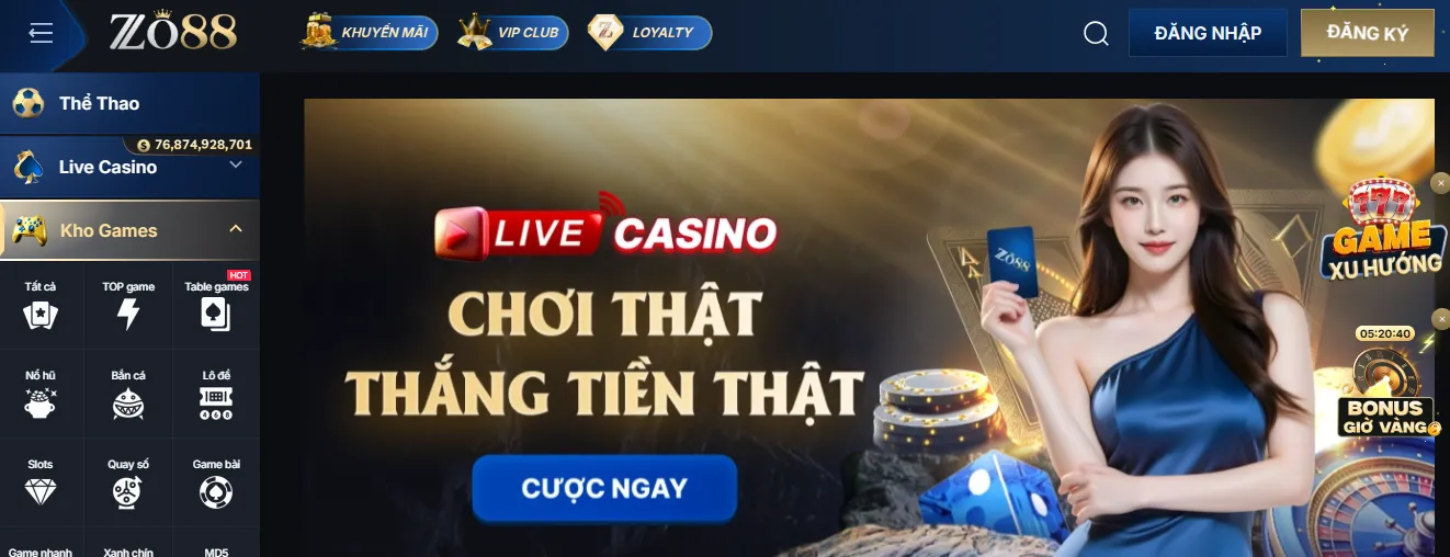 Casino sôi động, chơi thật - thắng thật